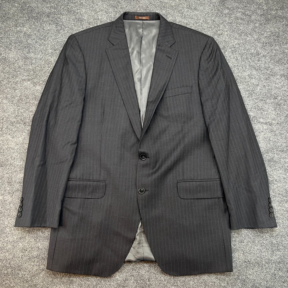Peter Millar 100% Wool Men's Blazer Size 42T Gray Striped